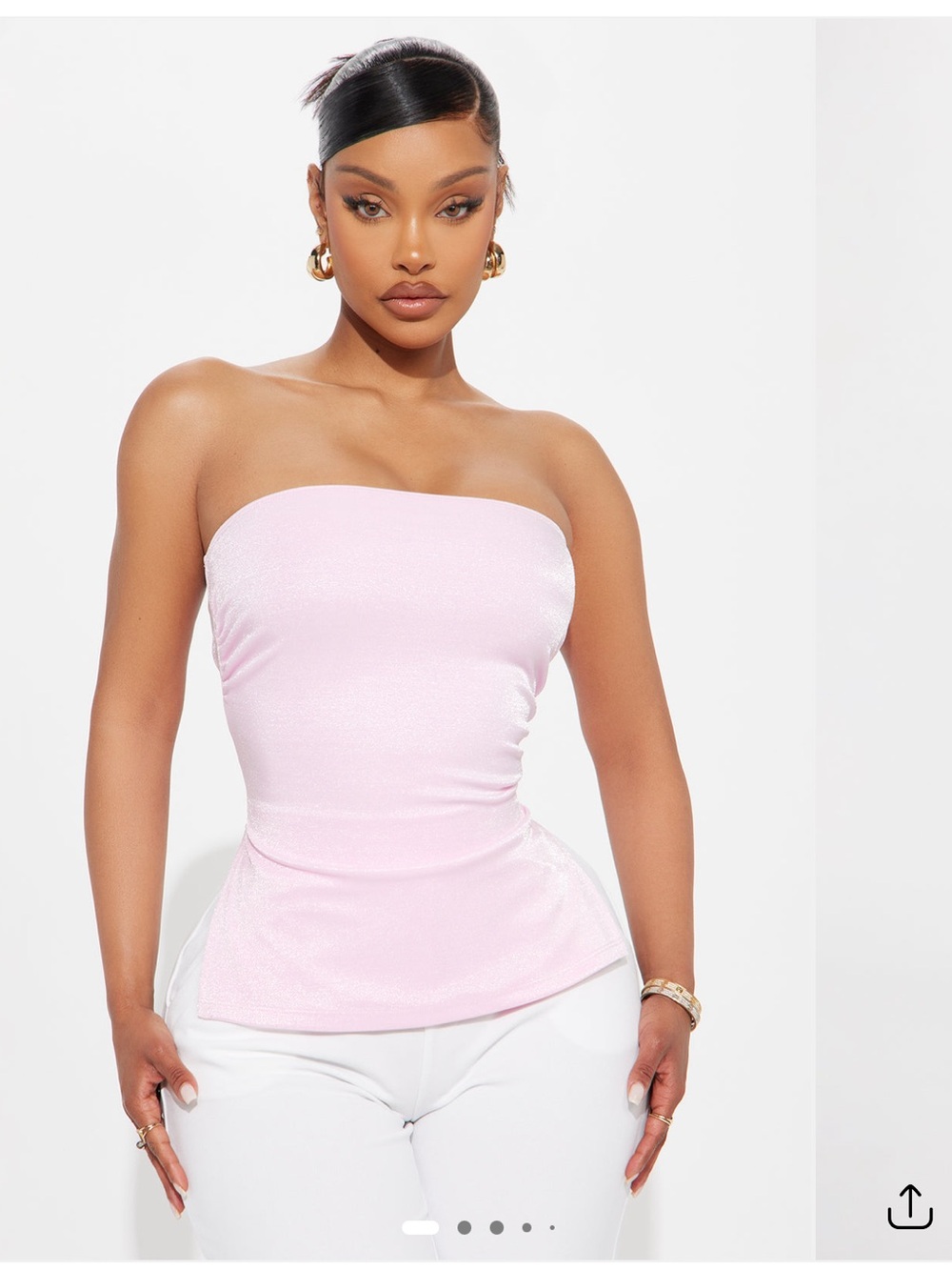 Fashion Nova Shimmer Strapless Bodysuit - Light Pink